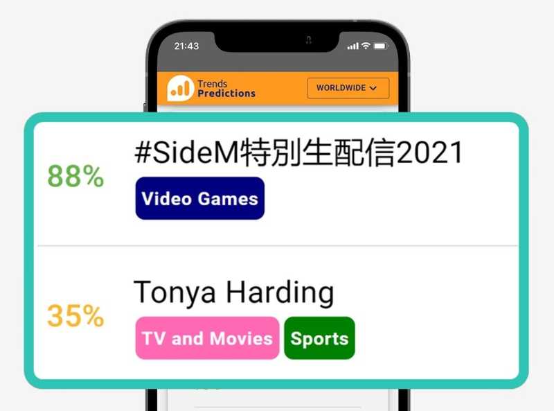 Predictions Feature displayed on phone